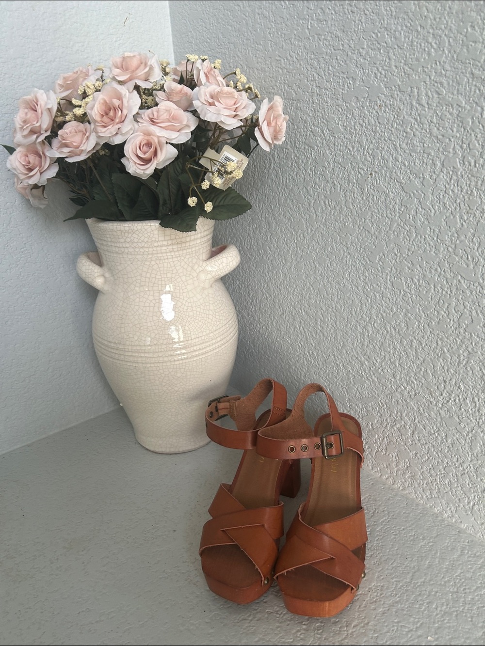 Madden Girl Tan Platform Wedge Sandals with Ankle Strap